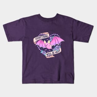 Pink Bat Halloween Vibes Kids T-Shirt